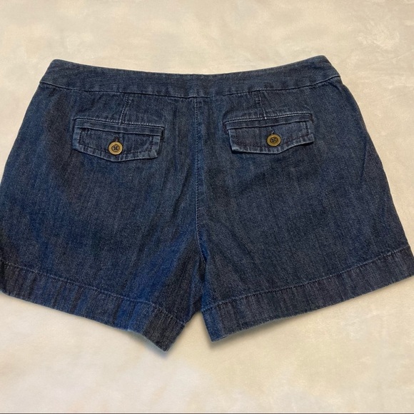 Ann Taylor LOFT Flat Front Dark Denim Jean Shorts 4 - Picture 10 of 14